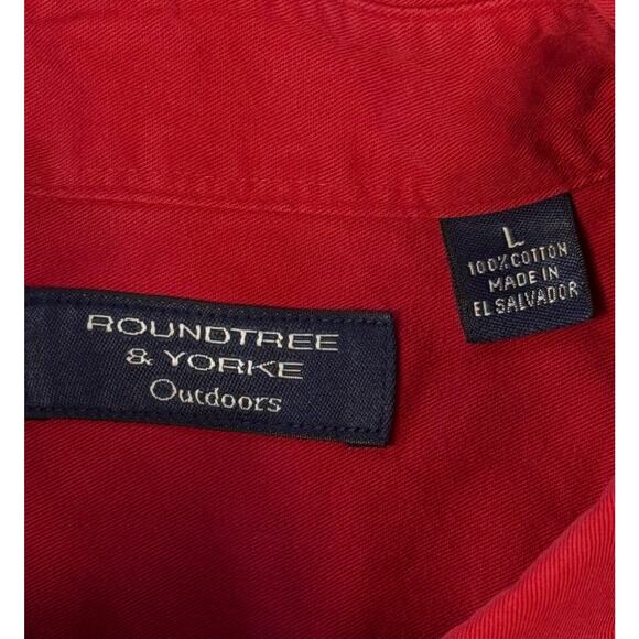 Roundtree And Yorke Outdoors Mens Large Red Cotton Button Down Shirt - Picture 11 of 12